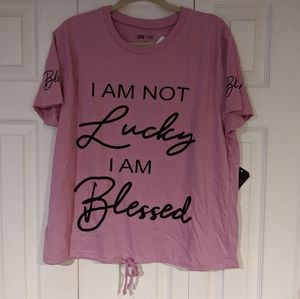 NEW I Am Not Lucky I Am Blessed Printed T-Shirt